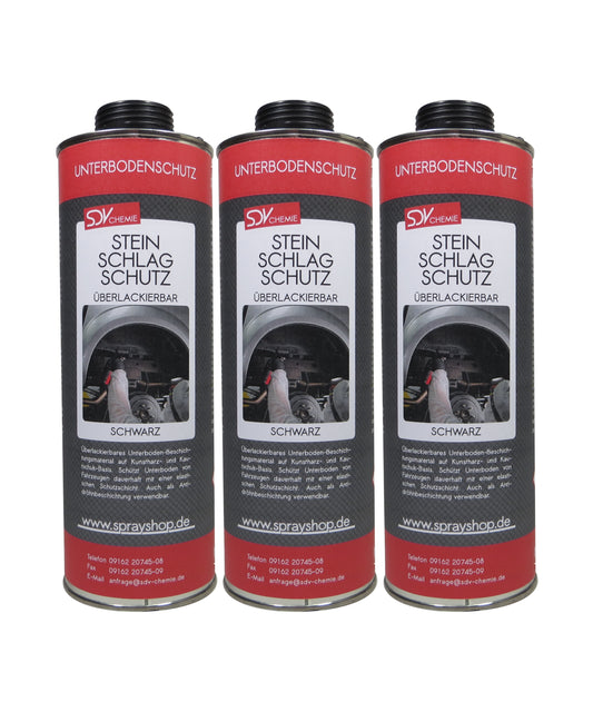 Unterbodenschutz schwarz überlackierbar 3x 1 L UBS Steinschlagschutz