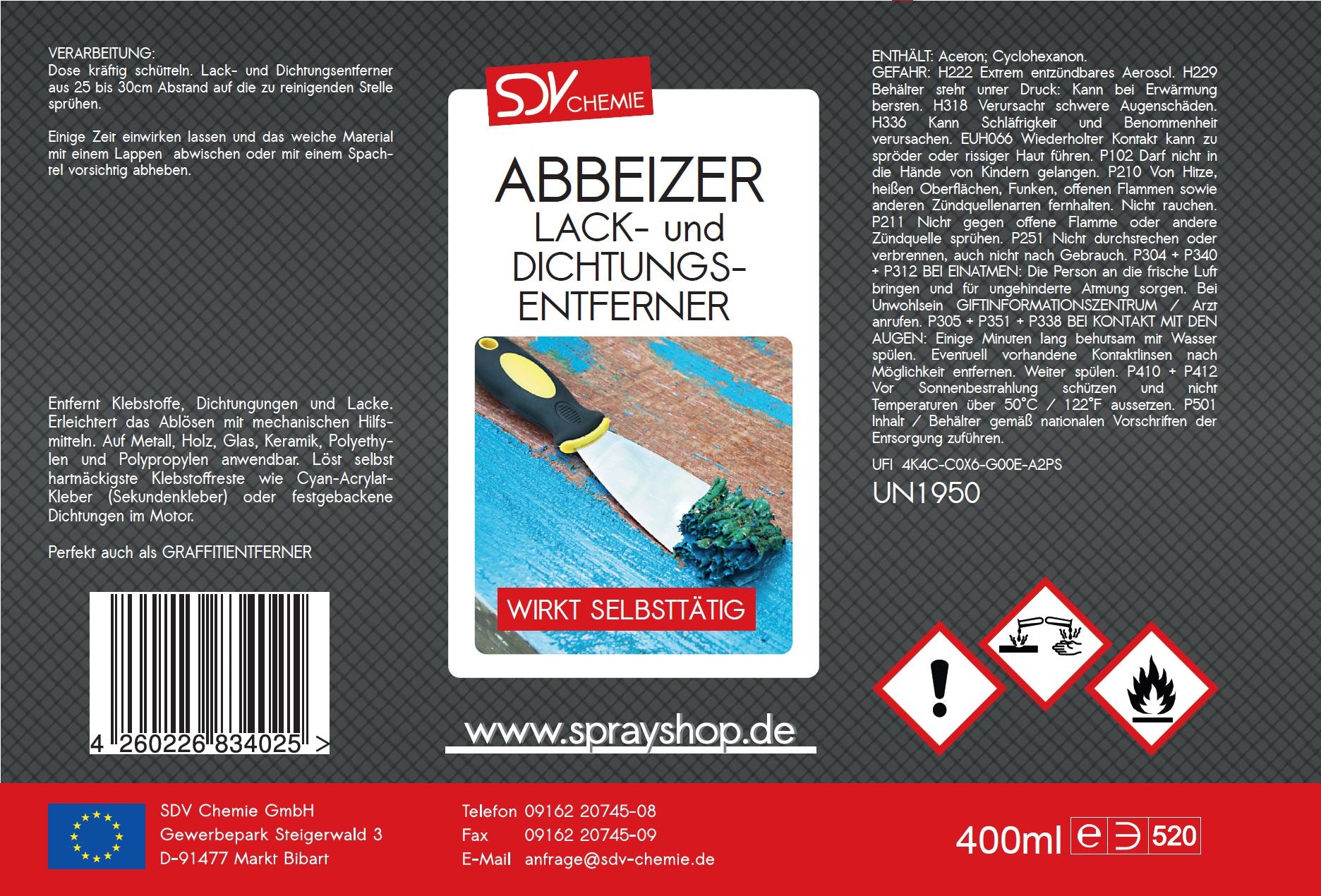 Abbeizer 400ml Etikett