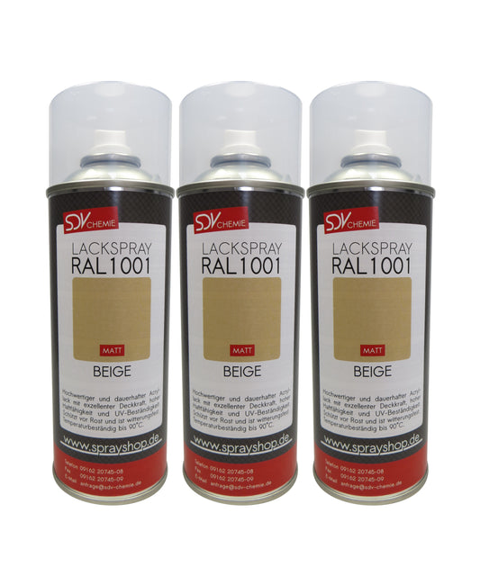 Lackspray RAL 1001 BEIGE matt 3x 400ml Acryllack