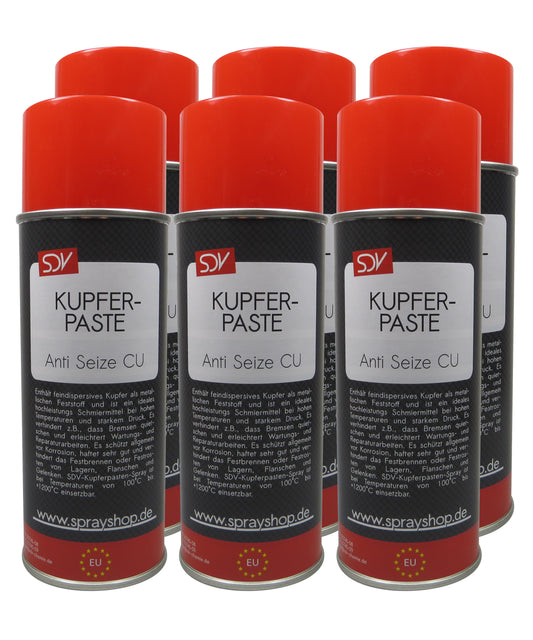 Kupferpaste 6x 400ml Anti Seize CU Bremspaste bis 1200°C Kupferfett