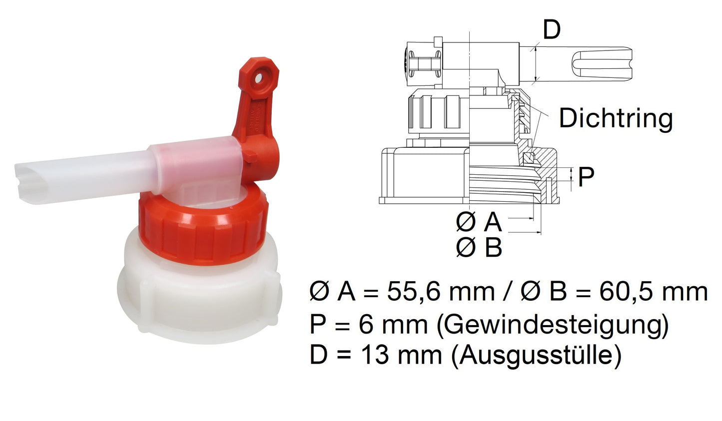 Sabeu FLUXX® AH 13/61 Auslaufhahn / Dosierhahn für 15-60 Liter Kanister mit DIN 61 Gewinde