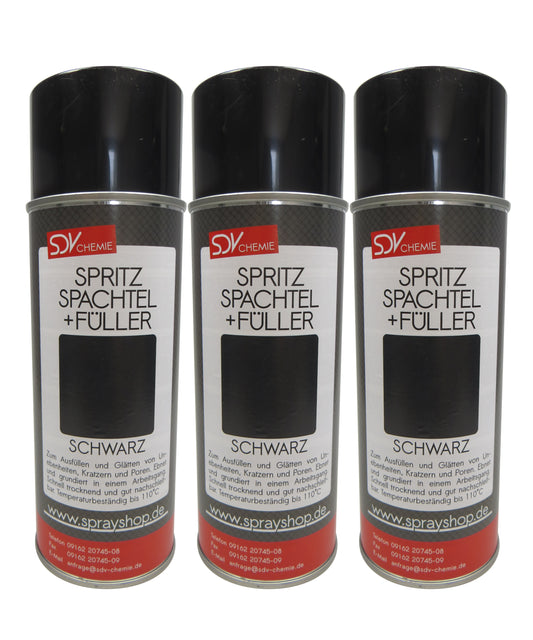 Spritzspachtel & Füller Schwarz 3x 400ml für Autolack Lackierer