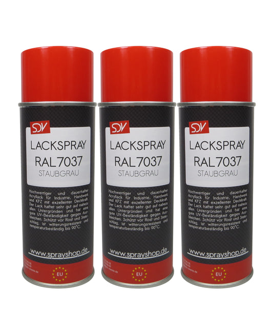 Lackspray RAL 7037 STAUBGRAU glänzend 3x 400ml Acryllack