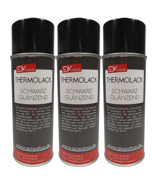 Thermolack schwarz glänzend 300°C 3x 400ml Auspufflack Ofenlack