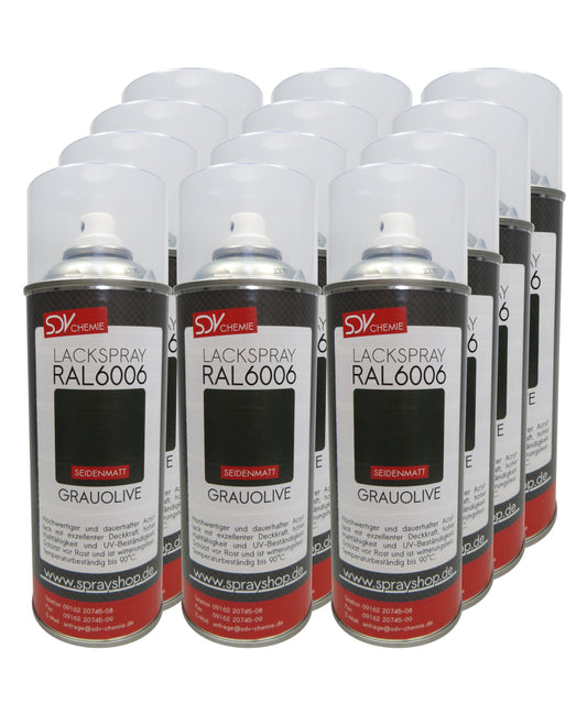 Lackspray RAL 6006 GRAUOLIVE seidenmatt 12x 400ml Acryllack