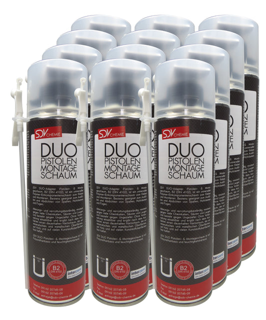 DUO Pistolen Montage Schaum B2 12x 500ml 2-in-1-System Bauschaum