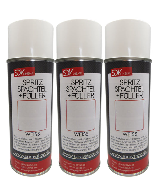 Spritzspachtel & Füller Weiss 3x 400ml für Autolack Lackierer