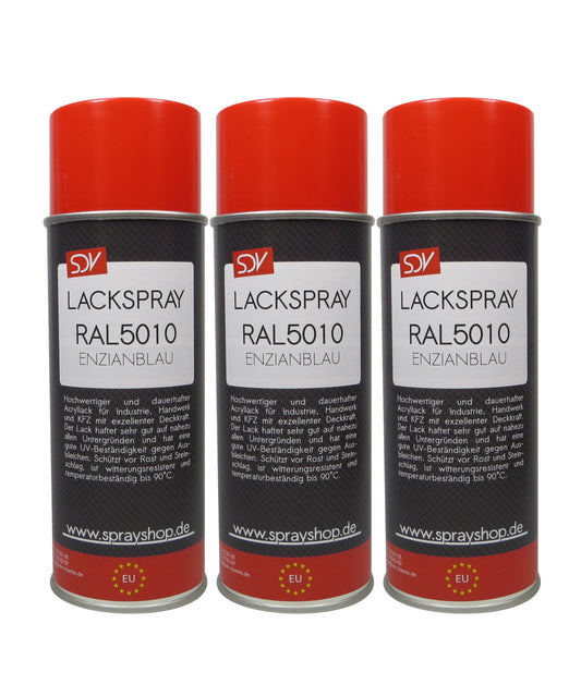 Lackspray RAL 5010 ENZIANBLAU glänzend 3x 400ml Acryllack