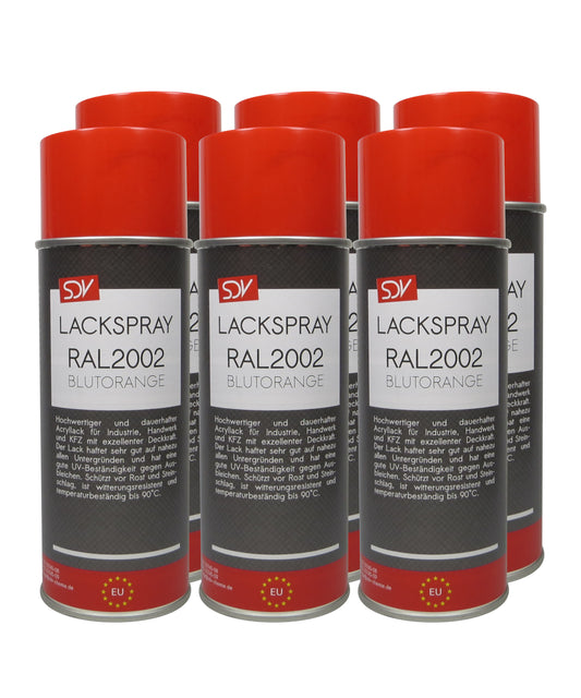 Lackspray RAL 2002 BLUTORANGE glänzend 6x 400ml Acryllack