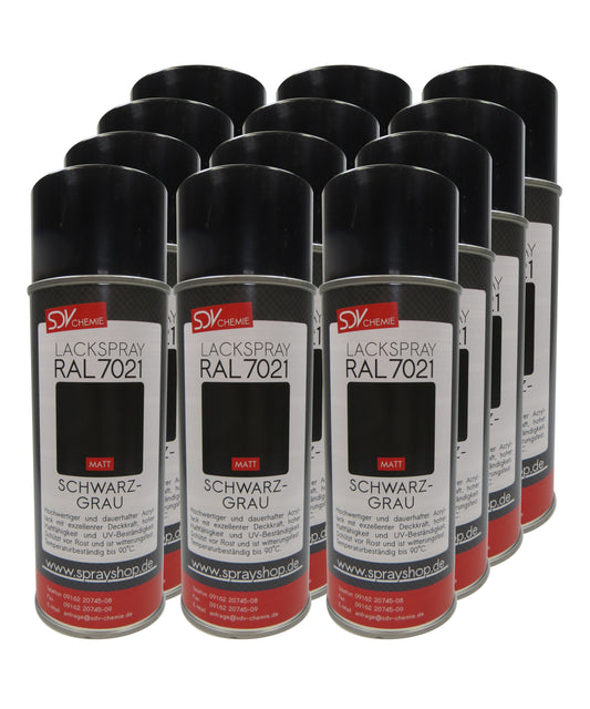 Lackspray RAL 7021 SCHWARZGRAU matt 12x 400ml grau Acryllack