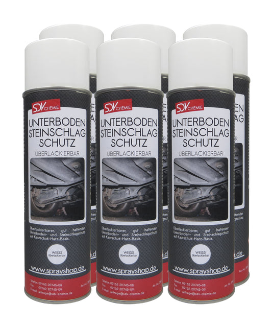 Unterbodenschutz weiss überlackierbar 6x 500ml UBS Steinschlagschutz