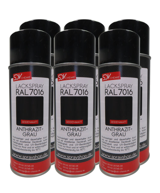 Lackspray RAL 7016 ANTHRAZITGRAU seidenmatt 6x 400ml grau Acryllack