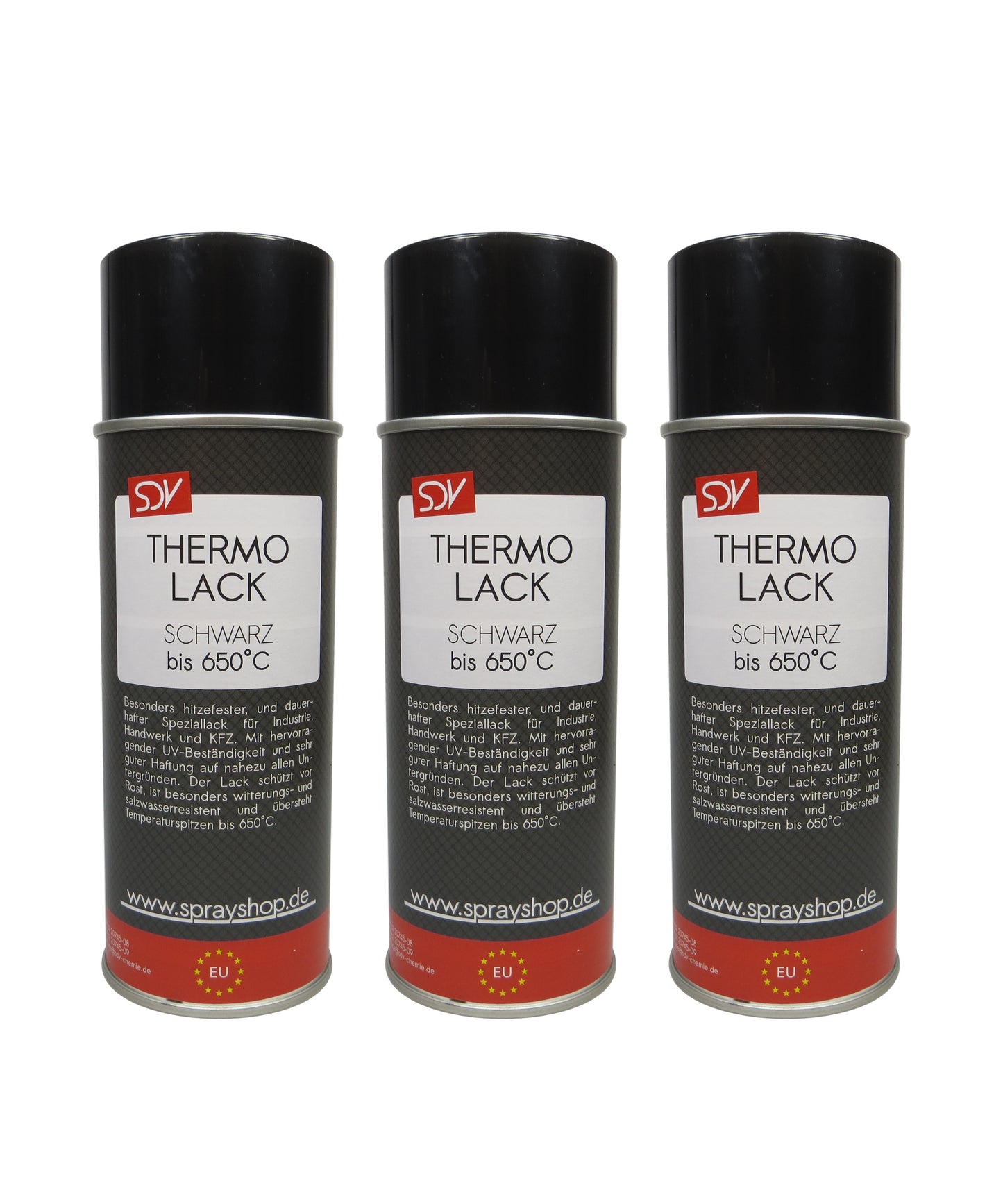 Thermolack schwarz matt 650°C 3x 400ml Auspufflack Ofenlack Grilllack