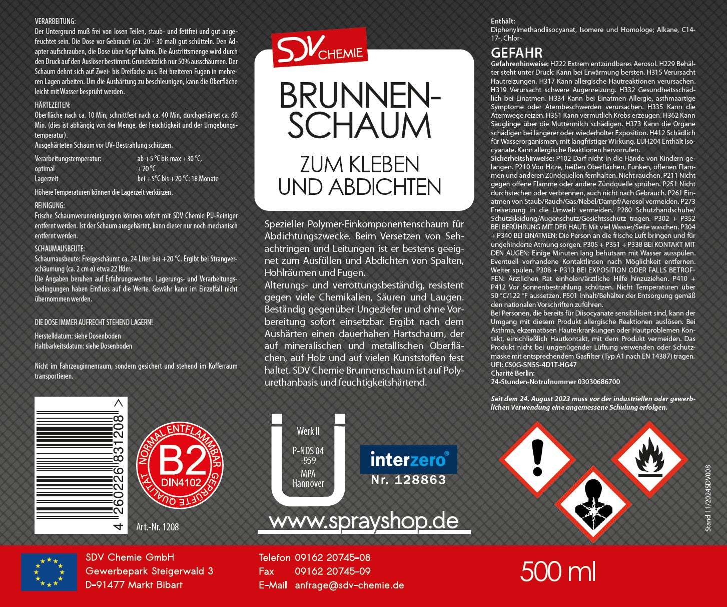 Brunnenschaum B2 500ml Etikett