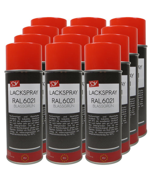 Lackspray RAL 6021 BLASSGRÜN glänzend 12x 400ml Acryllack