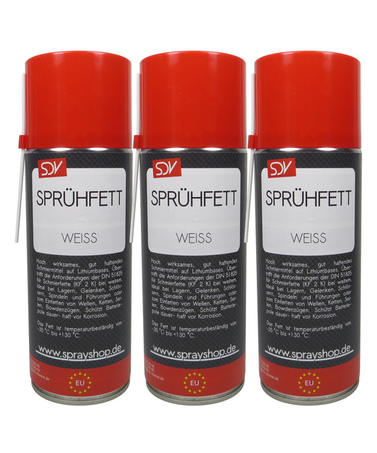 Sprühfett weiss 3x 400ml mit PTFE Schmierfett Fettspray Allzweckfett