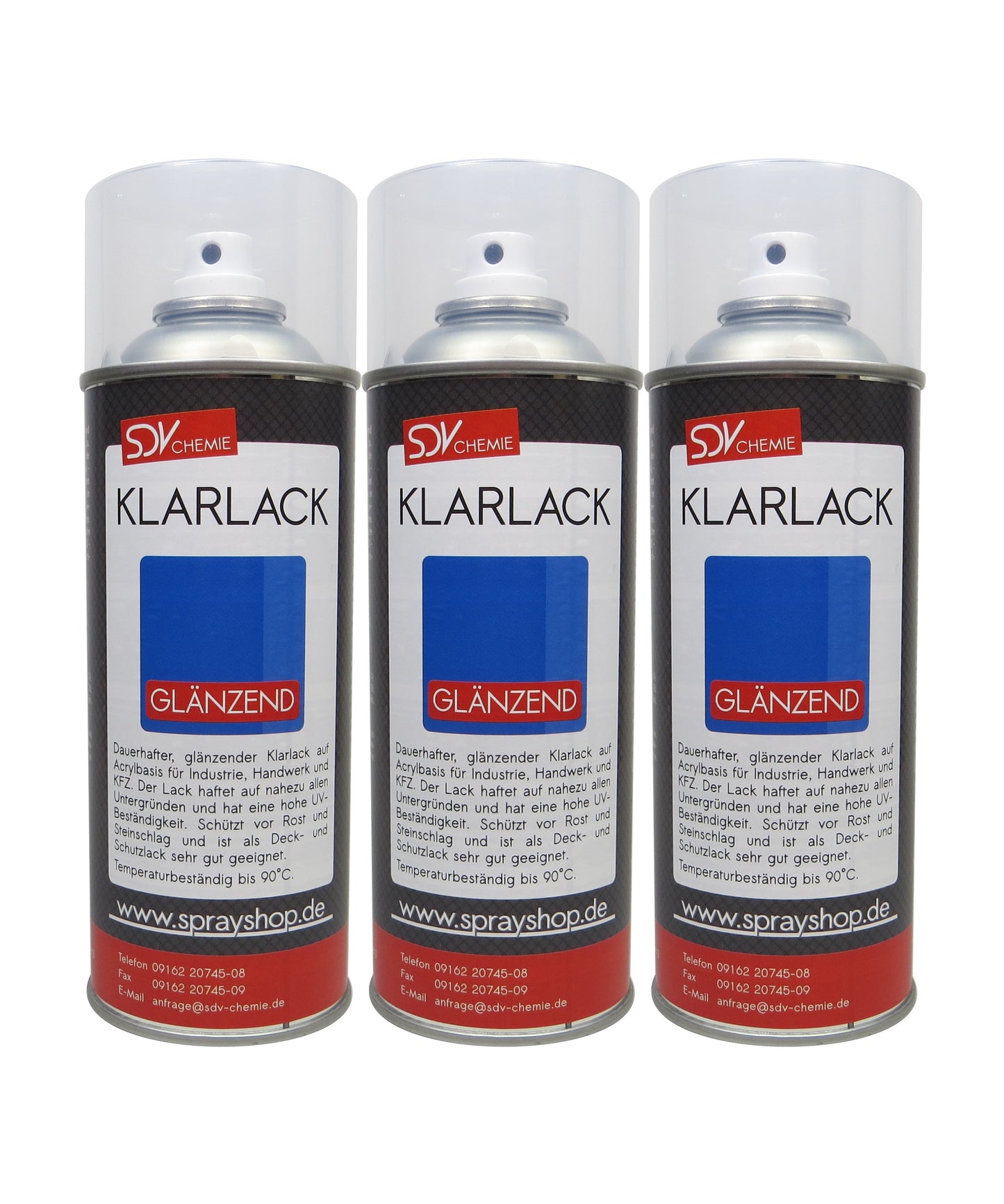 Klarlack Spray glänzend 3x 400ml schnelltrocknend Acryl Sprühlack