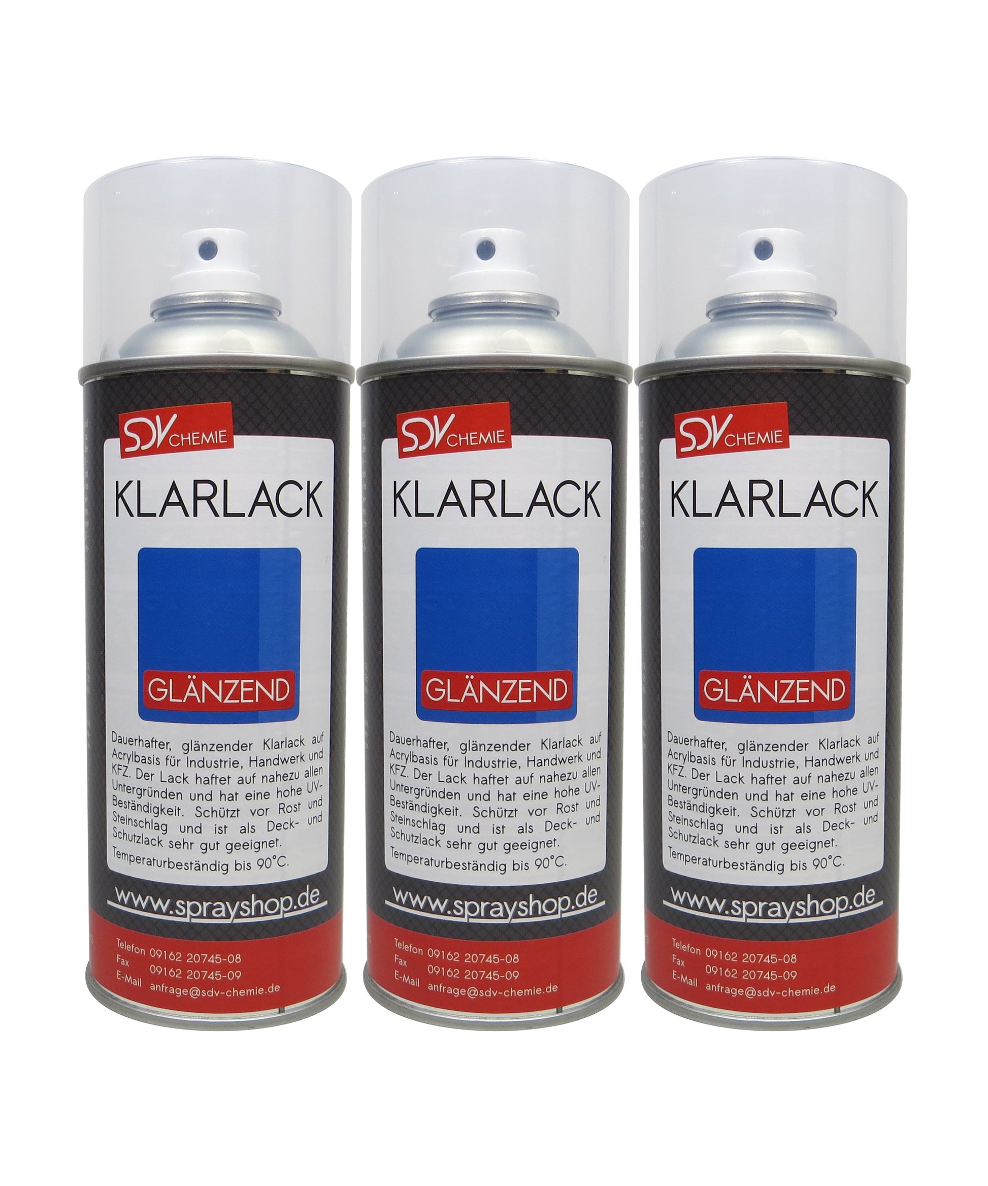 Klarlack Spray glänzend 3x 400ml schnelltrocknend Acryl Sprühlack