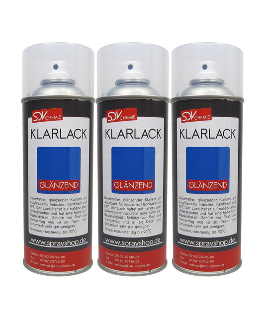 Klarlack Spray glänzend 3x 400ml schnelltrocknend Acryl Sprühlack