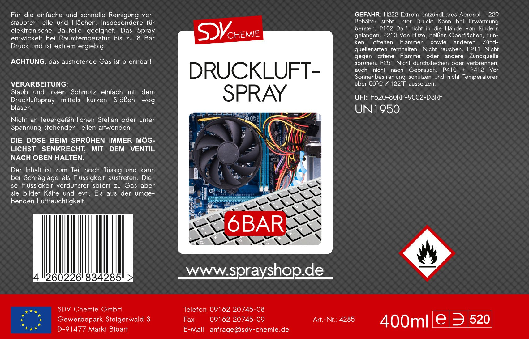 Druckluftspray CAR 400ml Etikett