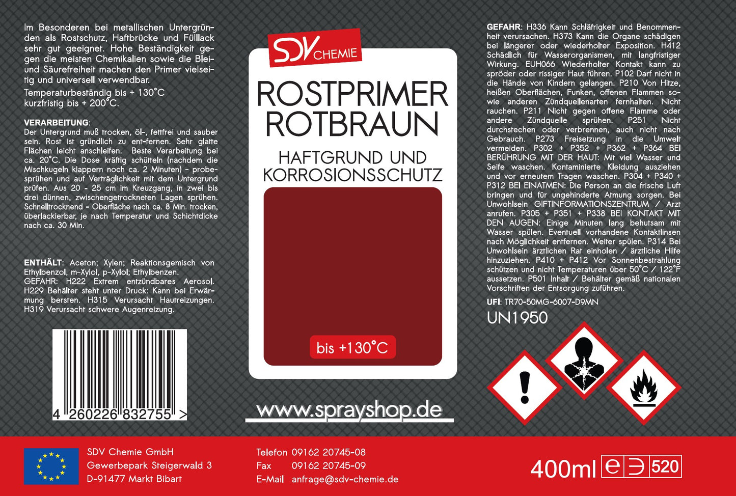 Haftgrund rotbraun 400ml Etikett