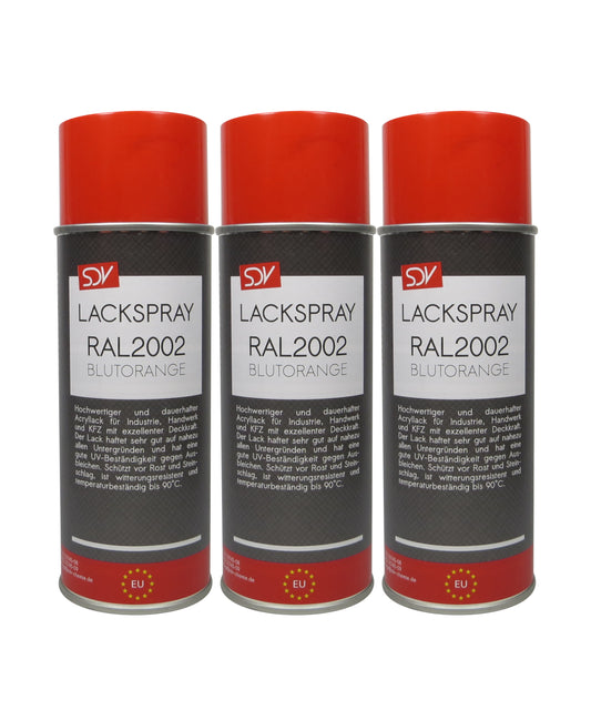 Lackspray RAL 2002 BLUTORANGE glänzend 3x 400ml Acryllack