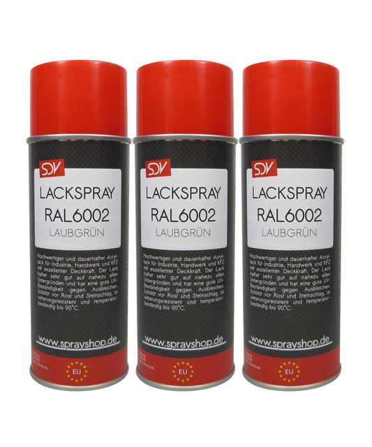 Lackspray RAL 6002 LAUBGRÜN glänzend 3x 400ml Acryllack