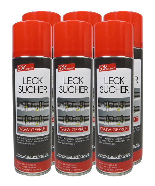 Lecksuchspray 6x 400ml DVGW geprüft Leckfinder Lecksucher Prüfspray