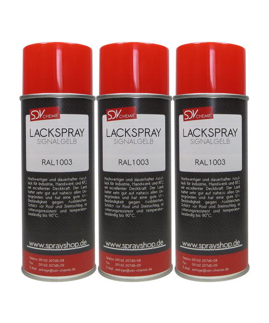 Lackspray RAL 1003 SIGNALGELB glänzend 3x 400ml Acryllack