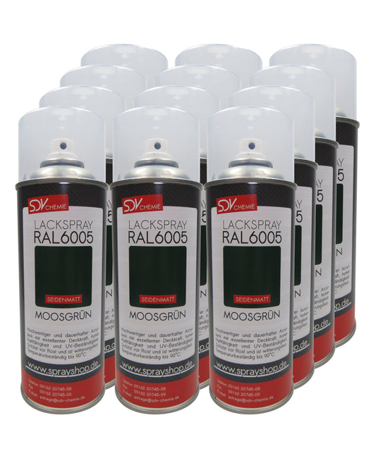 Lackspray RAL 6005 MOOSGRÜN seidenmatt 12x 400ml Acryllack