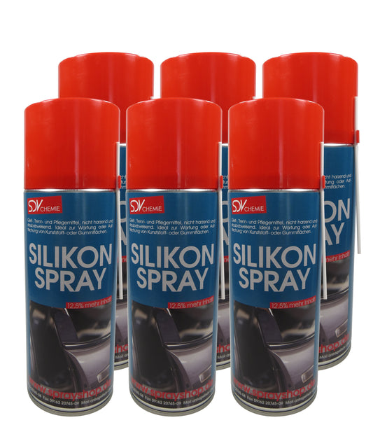 Silikonspray 6x 450ml Siliconspray Kunststoff- und Gummipflege