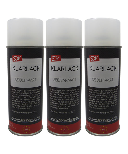 Klarlack Spray seidenmatt 3x 400ml schnelltrocknend Acryl Sprühlack