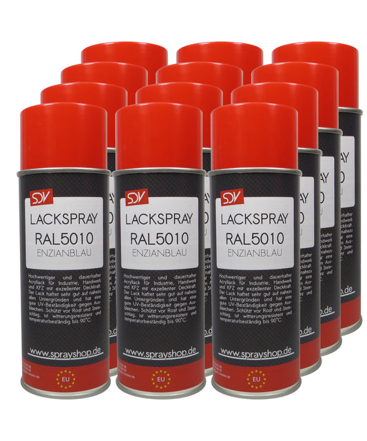 Lackspray RAL 5010 ENZIANBLAU glänzend 12x 400ml Acryllack