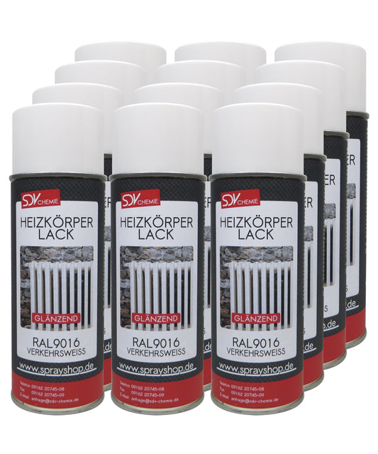 Heizkörperlack verkehrsweiss glänzend 12x 400ml RAL 9016 Radiator