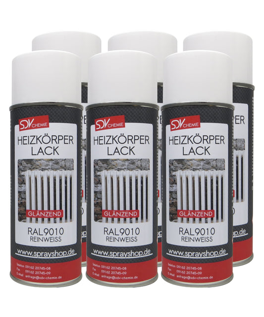 Heizkörperlack verkehrsweiss glänzend 6x 400ml RAL 9016 Radiator