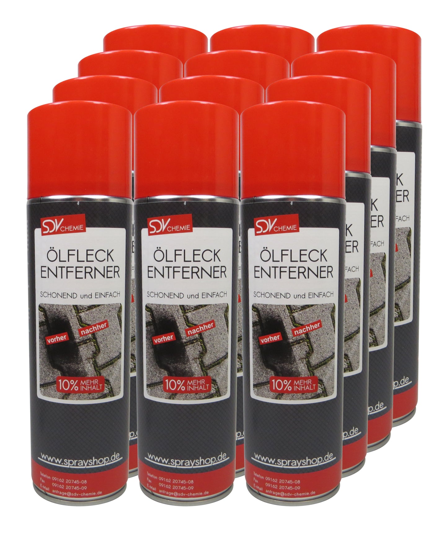 Ölfleckentferner Spray 12x 500ml +10% 550ml Öl Fett Ölfleck Reiniger