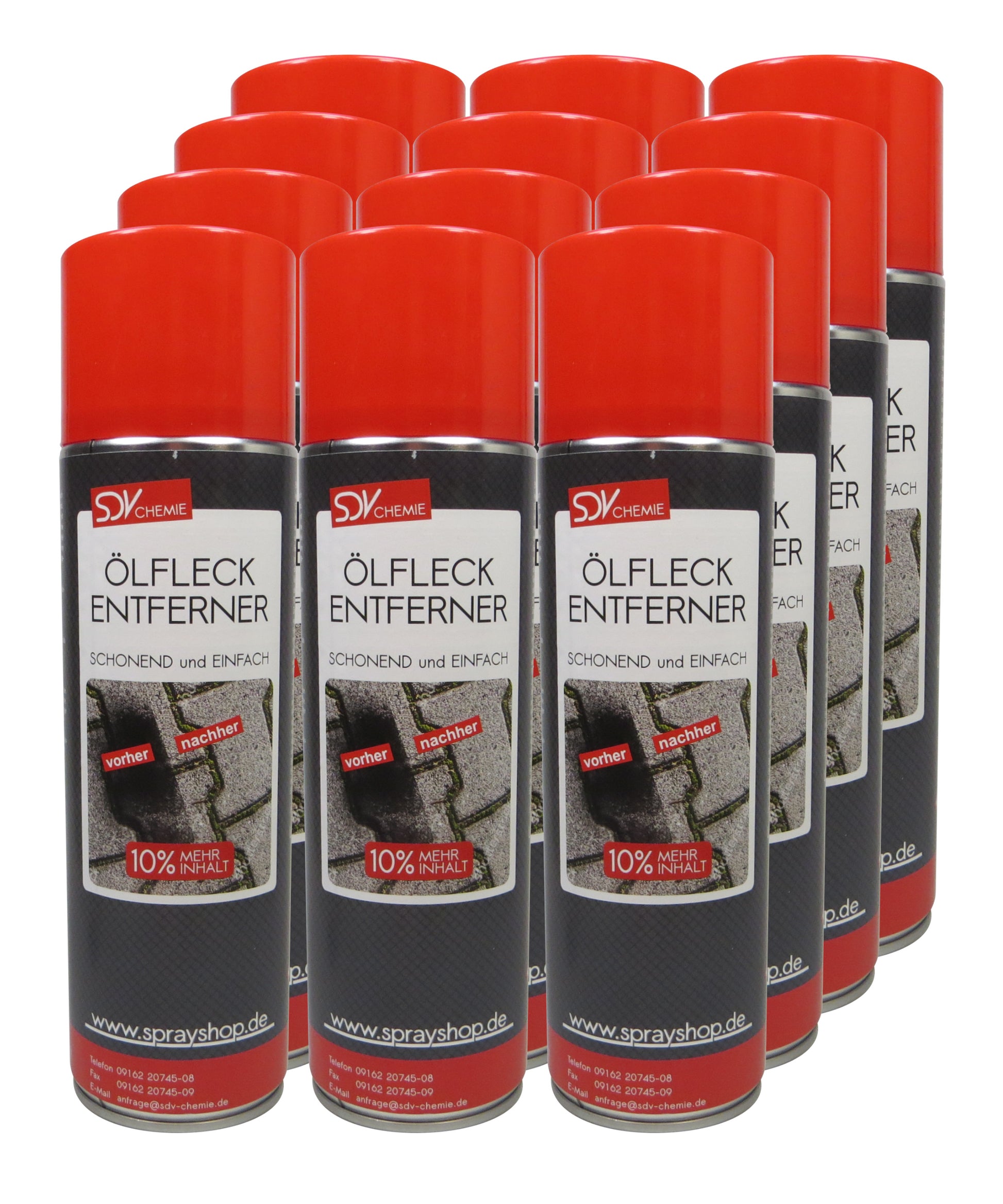Ölfleckentferner Spray 12x 500ml +10% 550ml Öl Fett Ölfleck Reiniger