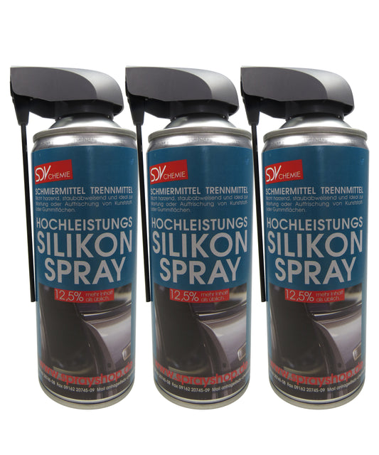 Hochleistungs Silikonspray 3x 450ml Kunststoff- und Gummipflege