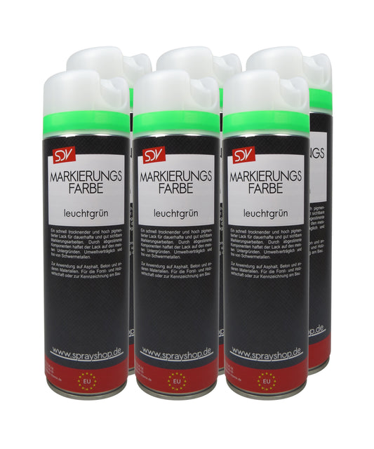 Markierungsfarbe leuchtgrün 6x 500ml Markierspray Markierungsspray