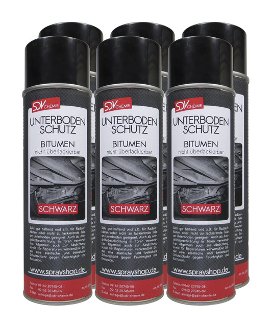 Unterbodenschutz Bitumen schwarz 6x 500ml UBS Steinschlagschutz