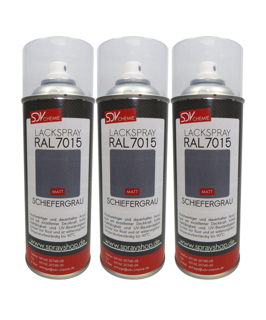 Lackspray RAL 7015 SCHIEFERGRAU matt 3x 400ml grau Acryllack