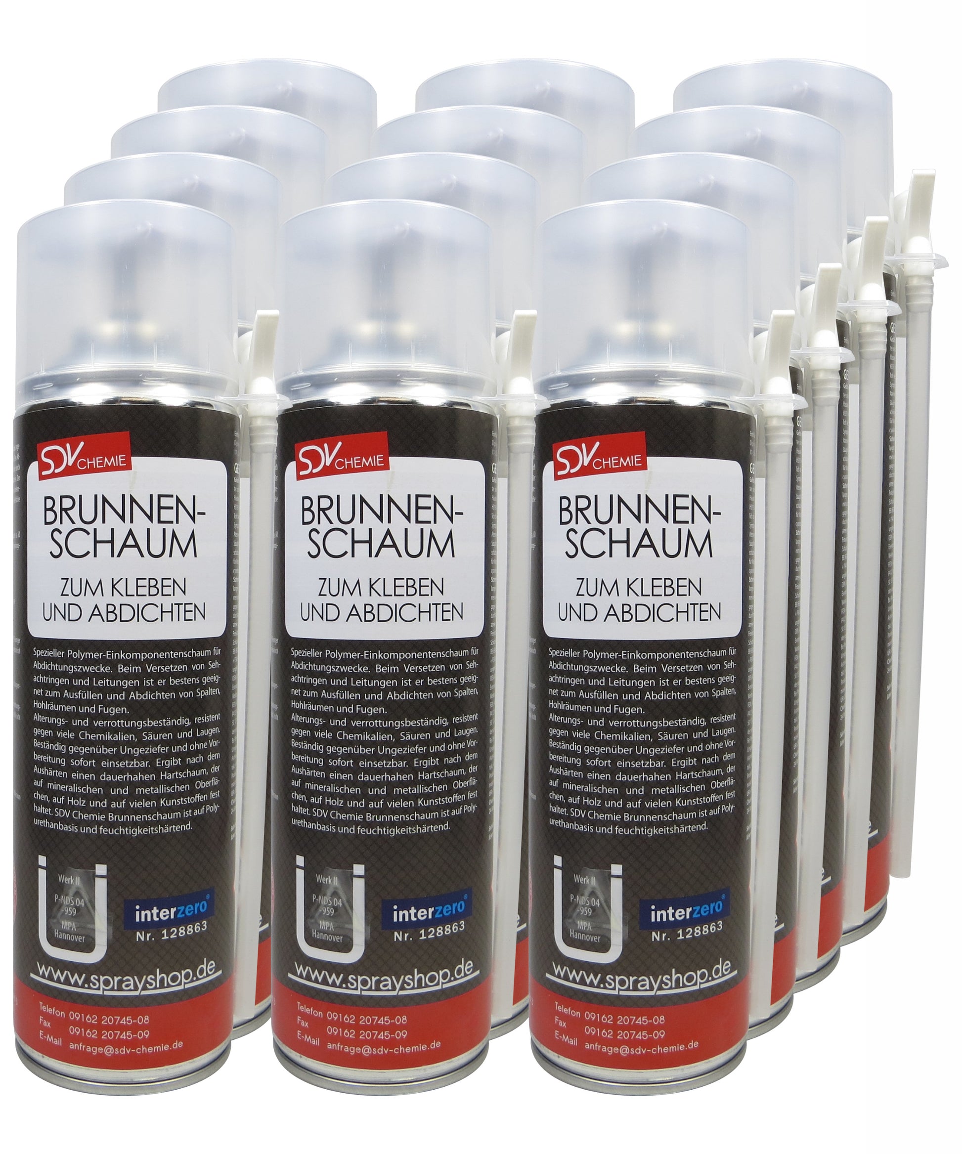 Brunnenschaum B2 12x 500ml Montageschaum Schachtschaum