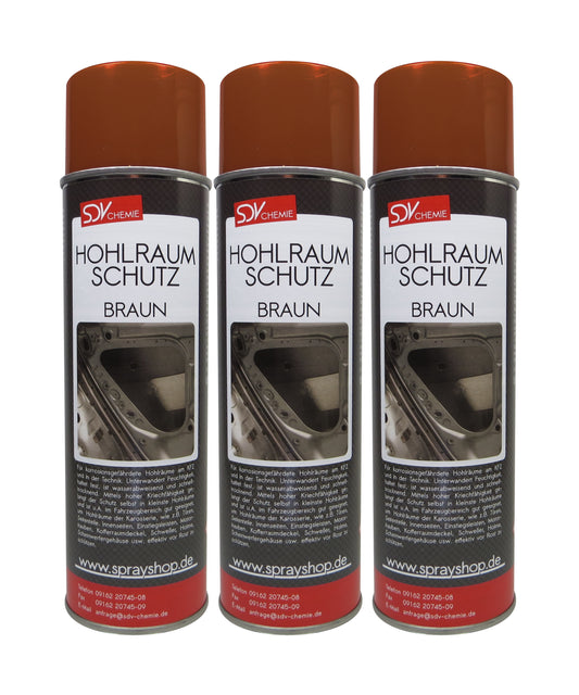 Hohlraumschutz braun 3x 500ml Spray + 60cm Sonde Hohlraumversiegelung Wachs