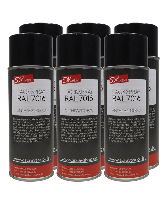 Lackspray RAL 7016 ANTHRAZITGRAU glänzend 6x 400ml Acryllack