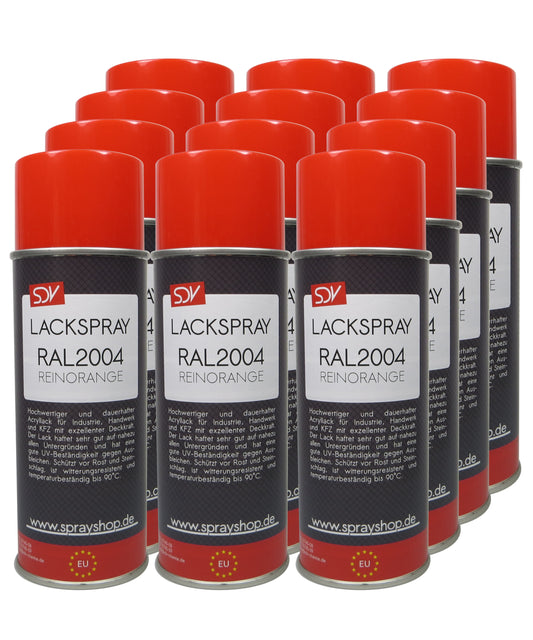 Lackspray RAL 2004 REINORANGE glänzend 12x 400ml Acryllack