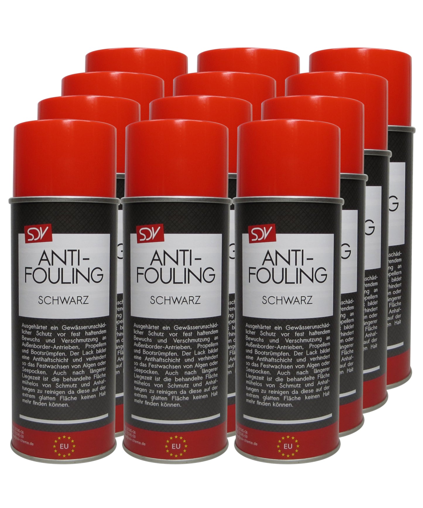 Antifouling schwarz 12x 400ml für Propeller Aussenborder